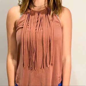 american eagle halter fringe tank top